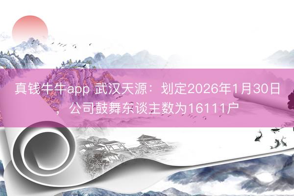 真钱牛牛app 武汉天源：划定2026年1月30日，公司鼓舞东谈主数为16111户
