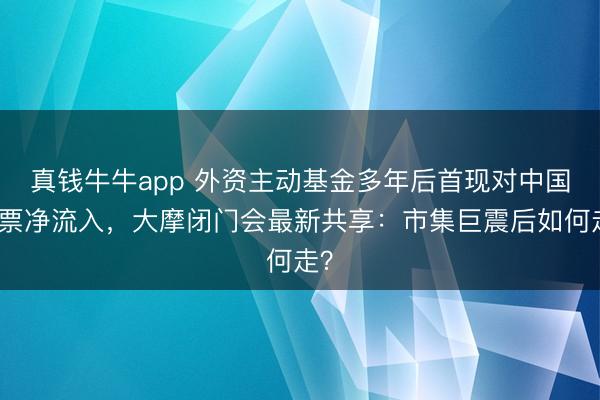 真钱牛牛app 外资主动基金多年后首现对中国股票净流入，大摩闭门会最新共享：市集巨震后如何走？