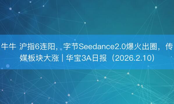 牛牛 沪指6连阳，字节Seedance2.0爆火出圈，传媒板块大涨 | 华宝3A日报（2026.2.10）