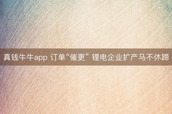 真钱牛牛app 订单“催更” 锂电企业扩产马不休蹄