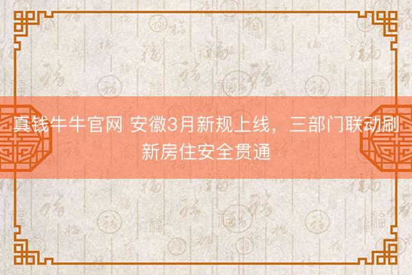 真钱牛牛官网 安徽3月新规上线，三部门联动刷新房住安全贯通