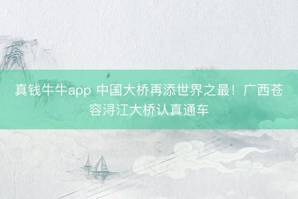 真钱牛牛app 中国大桥再添世界之最！广西苍容浔江大桥认真通车