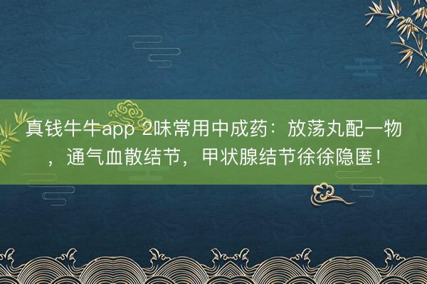 真钱牛牛app 2味常用中成药:放荡丸配一物,通气血散结节,甲状腺结节徐徐隐匿!