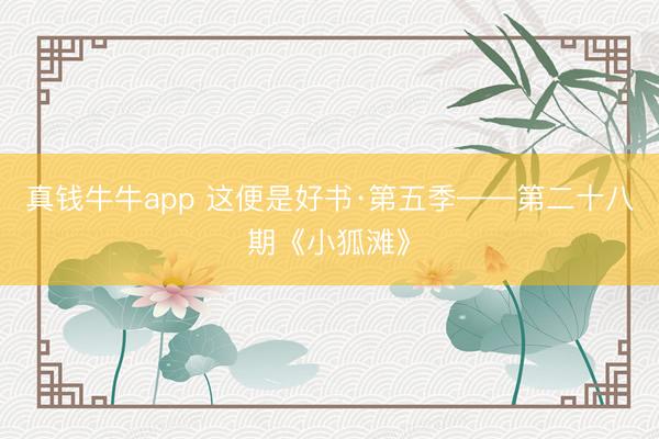 真钱牛牛app 这便是好书·第五季——第二十八期《小狐滩》