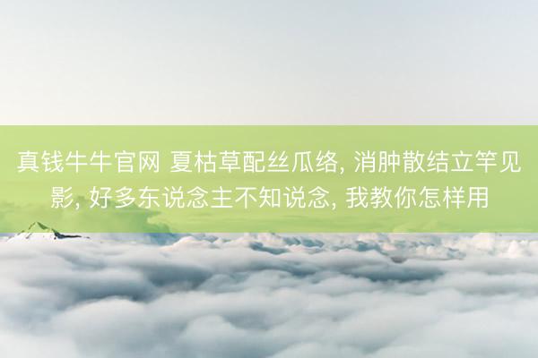 真钱牛牛官网 夏枯草配丝瓜络， 消肿散结立竿见影， 好多东说念主不知说念， 我教你怎样用