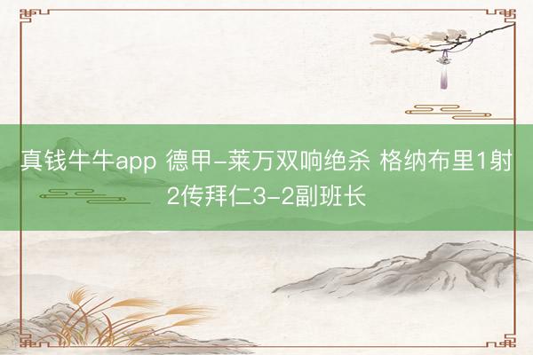 真钱牛牛app 德甲-莱万双响绝杀 格纳布里1射2传拜仁3-2副班长