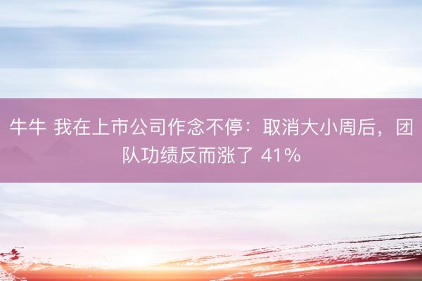 牛牛 我在上市公司作念不停：取消大小周后，团队功绩反而涨了 41%
