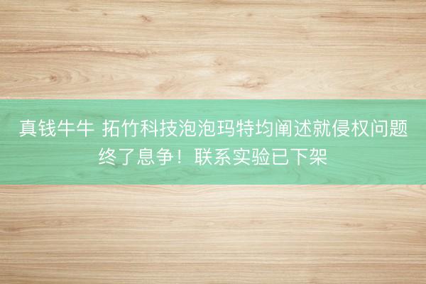 真钱牛牛 拓竹科技泡泡玛特均阐述就侵权问题终了息争!联系实验已下架