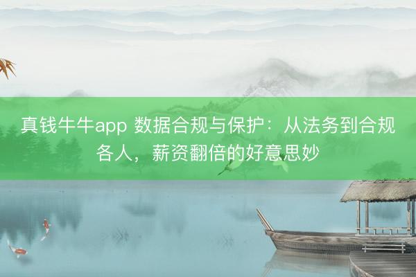 真钱牛牛app 数据合规与保护：从法务到合规各人，薪资翻倍的好意思妙