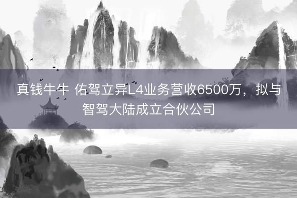 真钱牛牛 佑驾立异L4业务营收6500万,拟与智驾大陆成立合伙公司