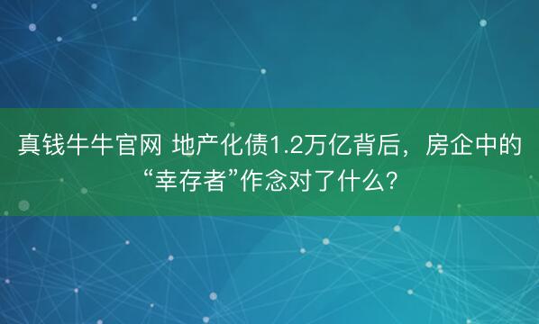 真钱牛牛官网 地产化债1.2万亿背后，房企中的“幸存者”作念对了什么？
