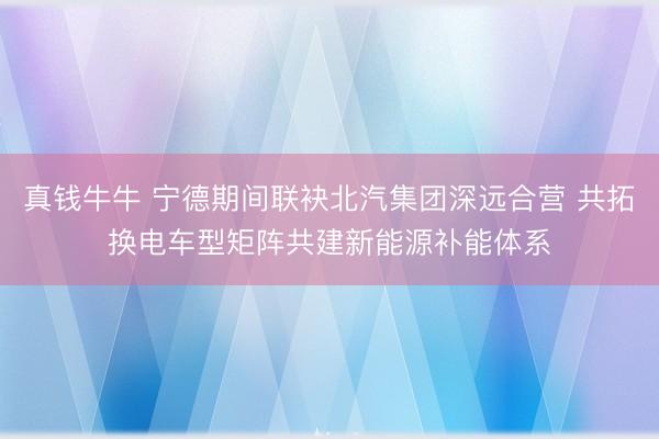 真钱牛牛 宁德期间联袂北汽集团深远合营 共拓换电车型矩阵共建新能源补能体系