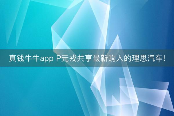 真钱牛牛app P元戎共享最新购入的理思汽车!